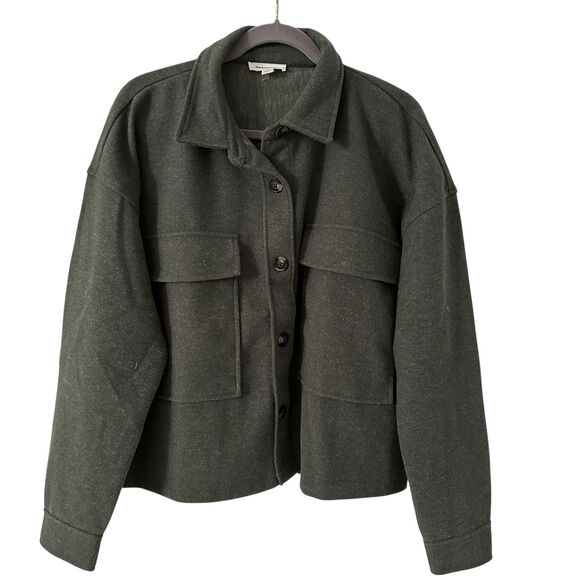 Beachlunchlounge Green Polyester Boxy Oversized Button Up Shacket Size L - Picture 1 of 6